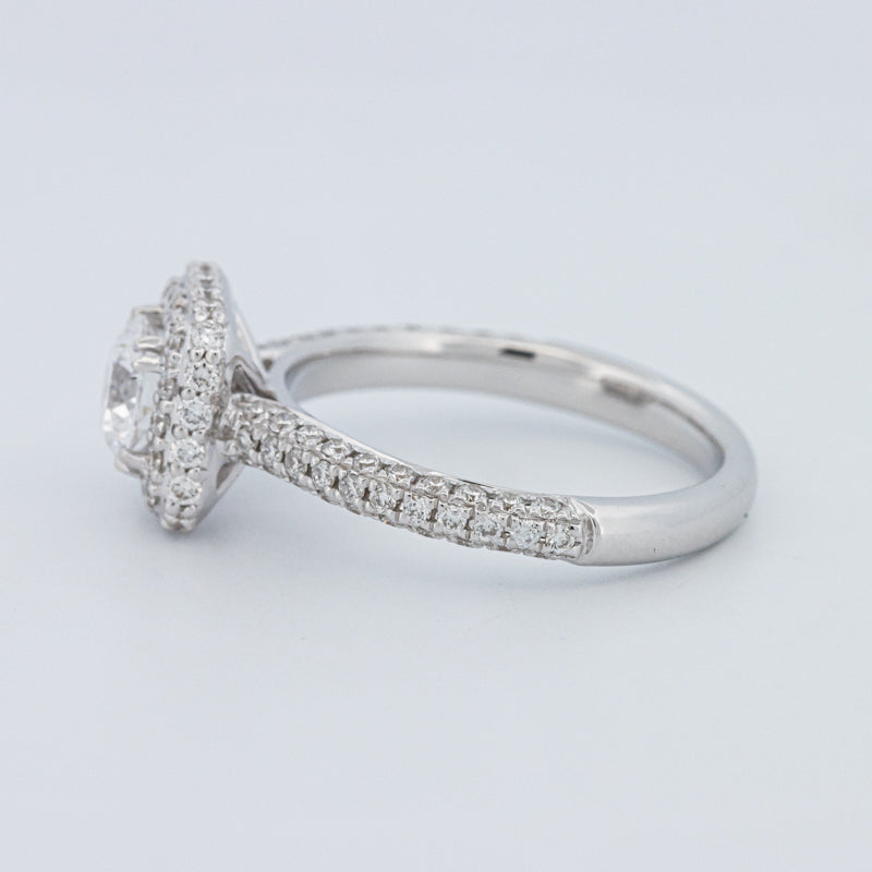 Round Cut Square Halo Pavé Solitaire (LG)