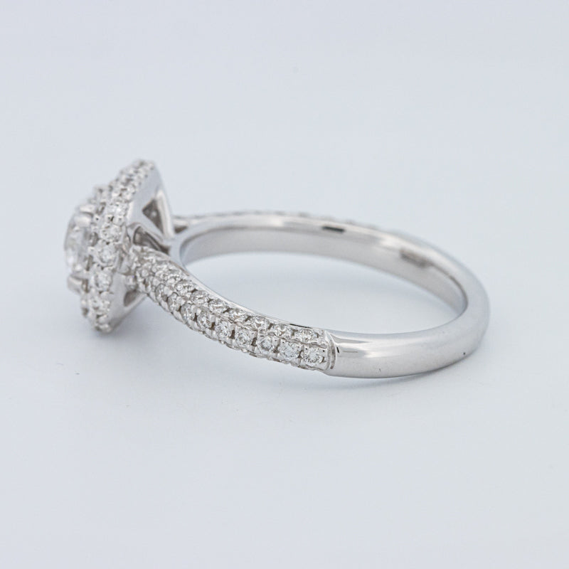 Round Cut Square Halo Pavé Solitaire (LG)