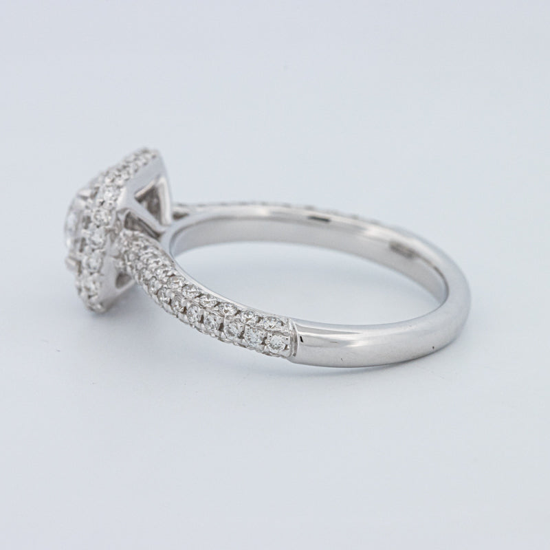 Round Cut Square Halo Pavé Solitaire (LG)