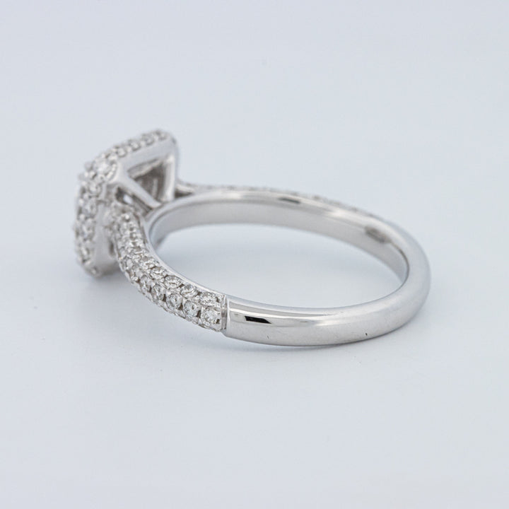 Round Cut Square Halo Pavé Solitaire (LG)