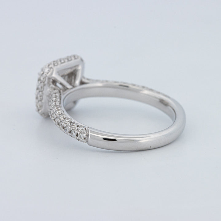 Round Cut Square Halo Pavé Solitaire (LG)