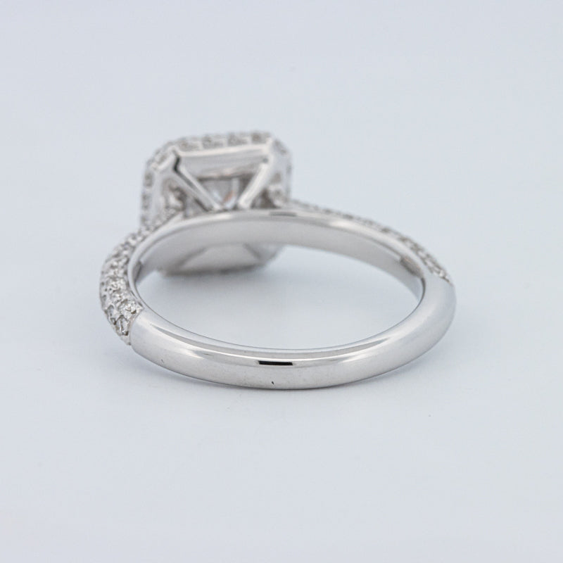 Round Cut Square Halo Pavé Solitaire (LG)