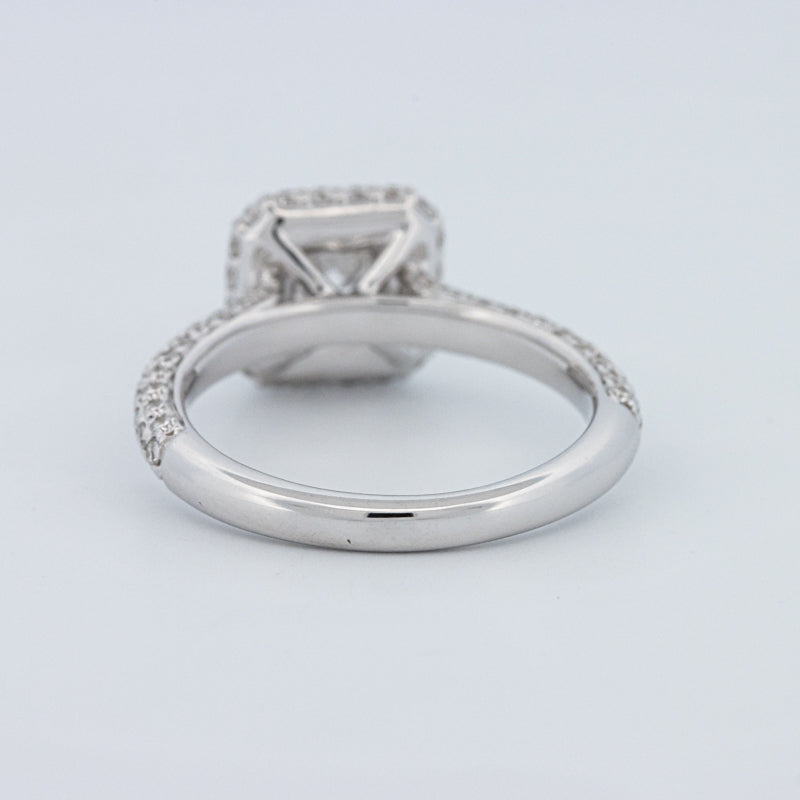 Round Cut Square Halo Pavé Solitaire (LG)