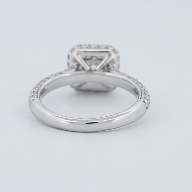 Round Cut Square Halo Pavé Solitaire (LG)