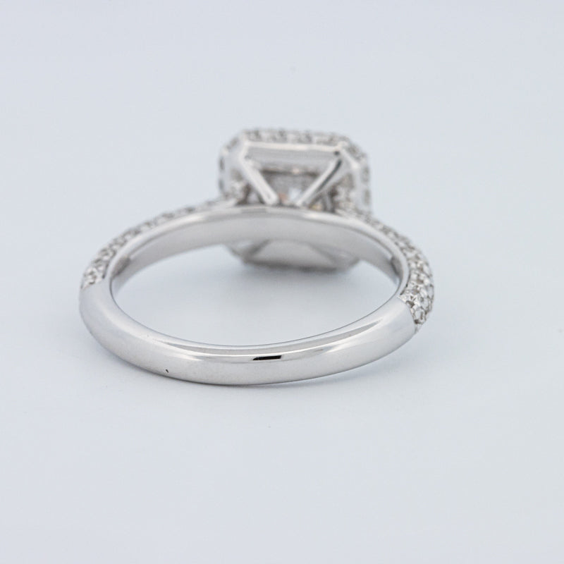 Round Cut Square Halo Pavé Solitaire (LG)