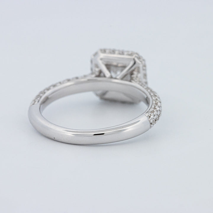 Round Cut Square Halo Pavé Solitaire (LG)