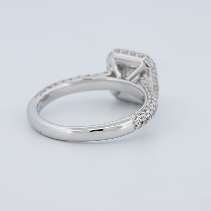 Round Cut Square Halo Pavé Solitaire (LG)