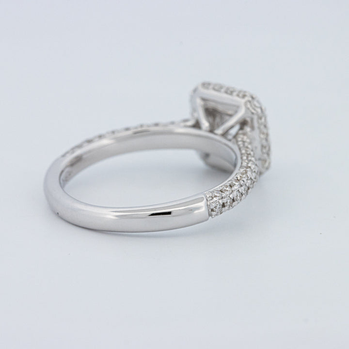 Round Cut Square Halo Pavé Solitaire (LG)