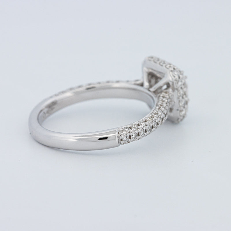 Round Cut Square Halo Pavé Solitaire (LG)