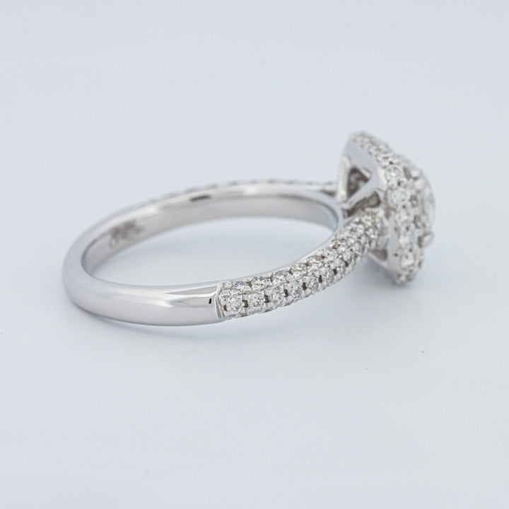 Round Cut Square Halo Pavé Solitaire (LG)