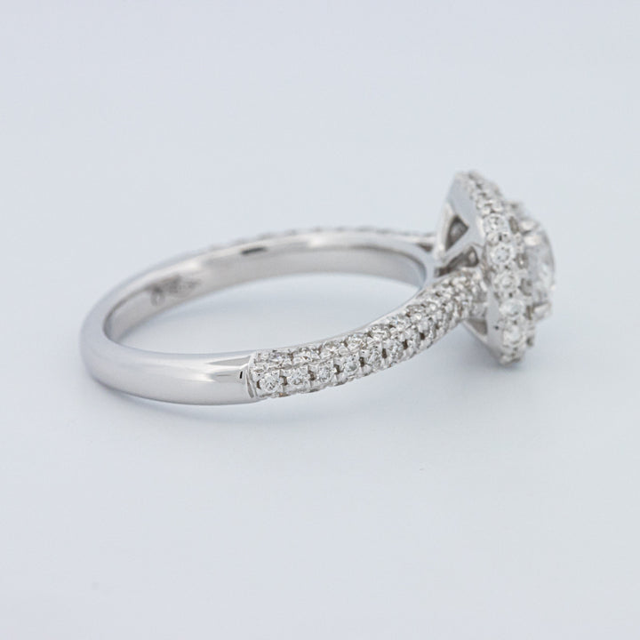 Round Cut Square Halo Pavé Solitaire (LG)