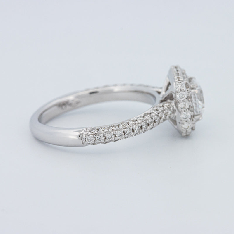 Round Cut Square Halo Pavé Solitaire (LG)