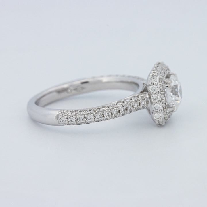 Round Cut Square Halo Pavé Solitaire (LG)