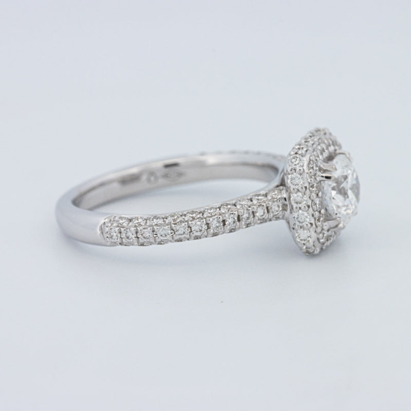 Round Cut Square Halo Pavé Solitaire (LG)