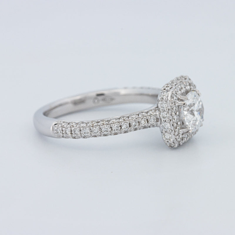 Round Cut Square Halo Pavé Solitaire (LG)