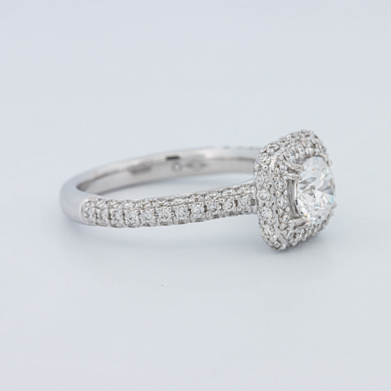 Round Cut Square Halo Pavé Solitaire (LG)