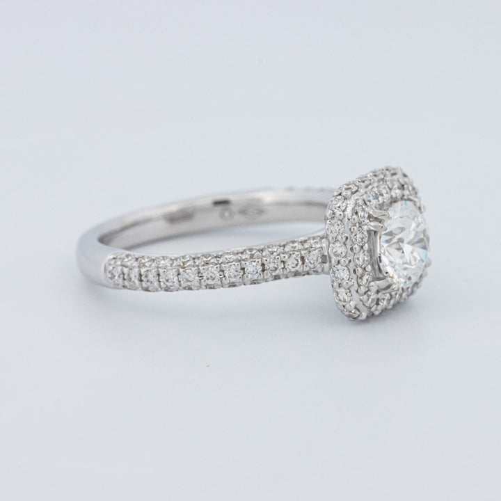 Round Cut Square Halo Pavé Solitaire (LG)