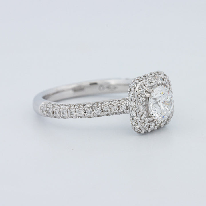 Round Cut Square Halo Pavé Solitaire (LG)