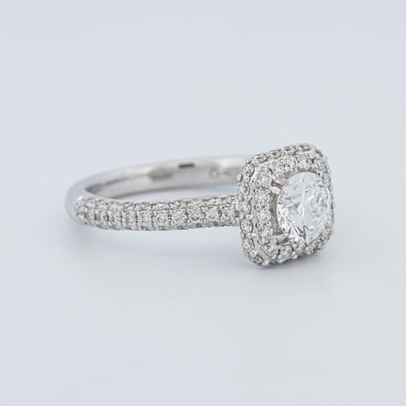 Round Cut Square Halo Pavé Solitaire (LG)