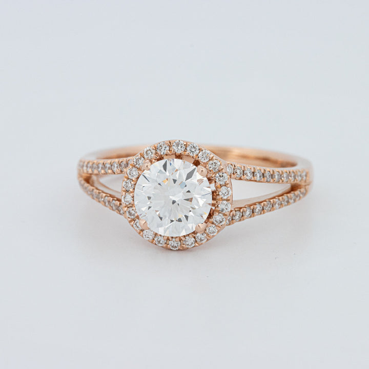 Round Cut Split Band Halo Solitaire (LG)