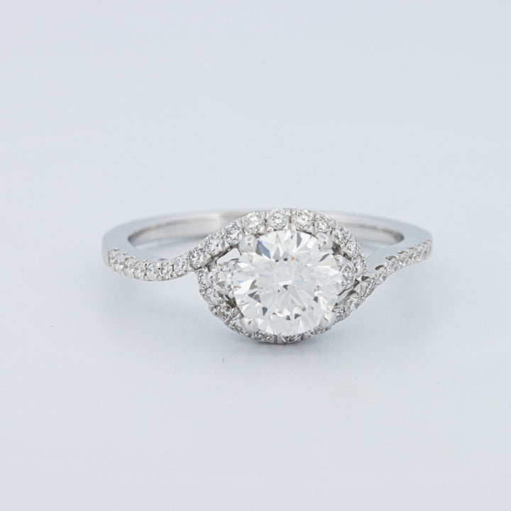 Round Cut Twist Band Pavé Solitaire (LG)