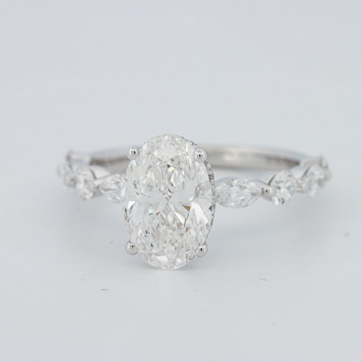 2 CT Ovaal Geslepen Under-Halo Pavé Solitaire (LG)