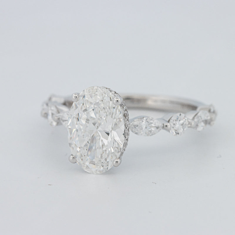 2 CT Ovaal Geslepen Under-Halo Pavé Solitaire (LG)
