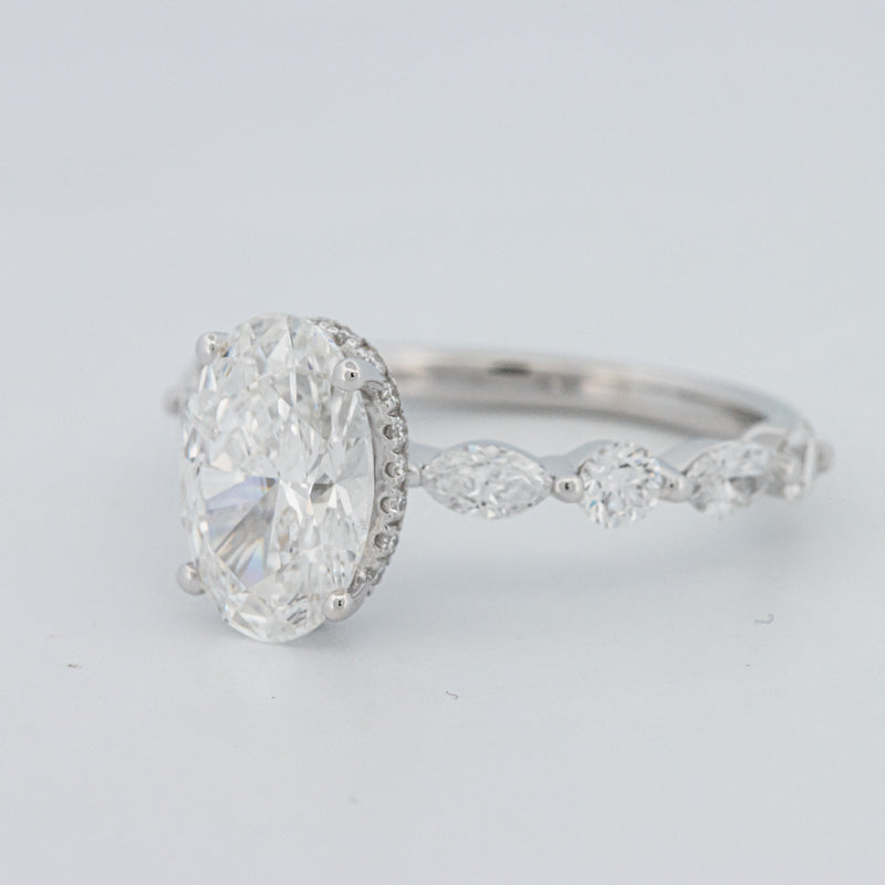 2 CT Ovaal Geslepen Under-Halo Pavé Solitaire (LG)