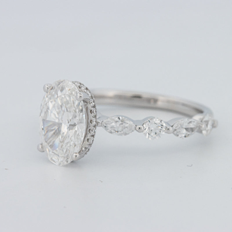 2 CT Ovaal Geslepen Under-Halo Pavé Solitaire (LG)