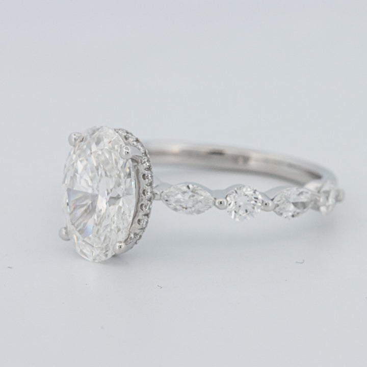 2 CT Ovaal Geslepen Under-Halo Pavé Solitaire (LG)