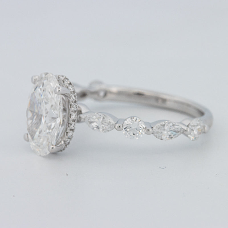 2 CT Ovaal Geslepen Under-Halo Pavé Solitaire (LG)