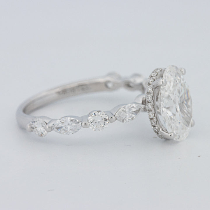 2 CT Ovaal Geslepen Under-Halo Pavé Solitaire (LG)