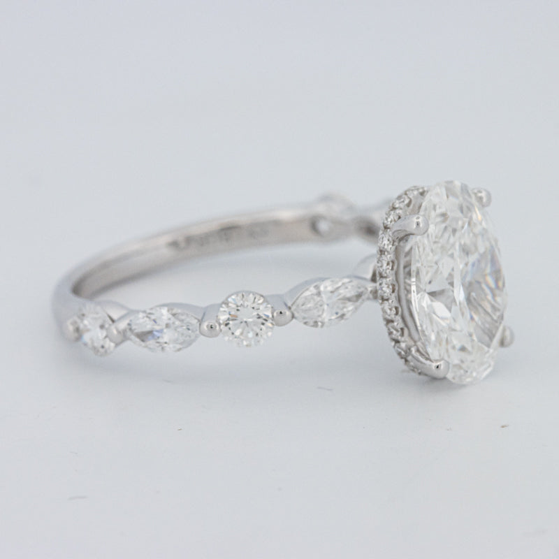 2 CT Ovaal Geslepen Under-Halo Pavé Solitaire (LG)