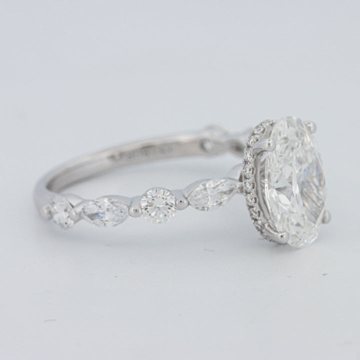 2 CT Ovaal Geslepen Under-Halo Pavé Solitaire (LG)