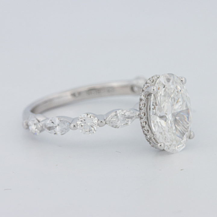 2 CT Ovaal Geslepen Under-Halo Pavé Solitaire (LG)