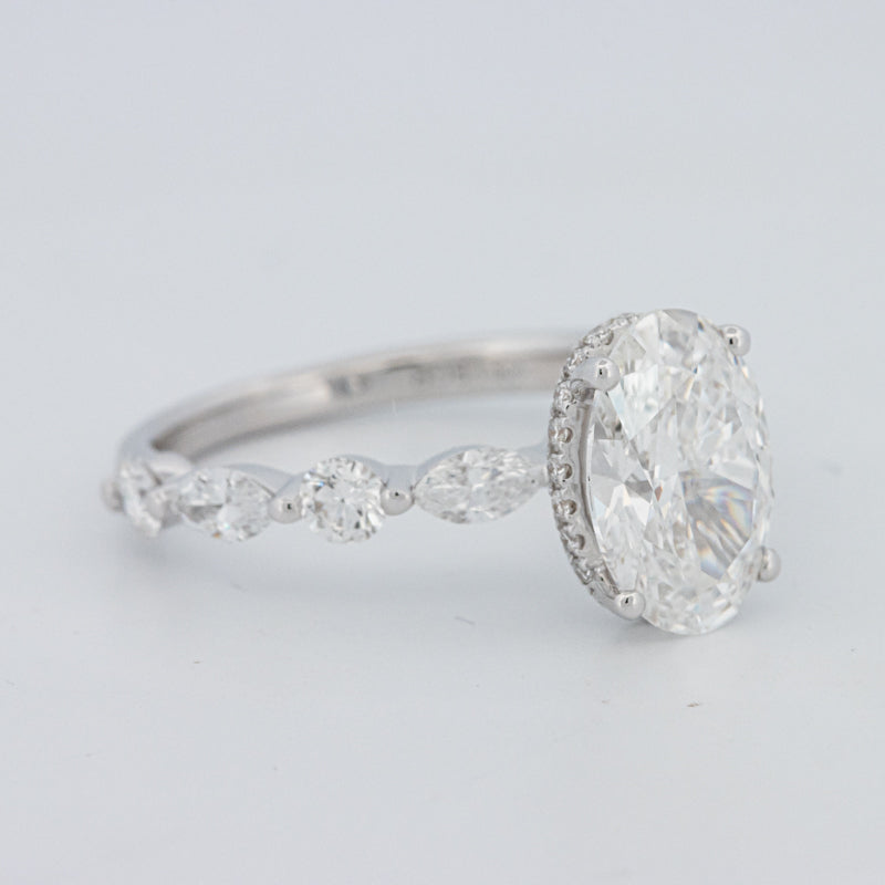2 CT Ovaal Geslepen Under-Halo Pavé Solitaire (LG)