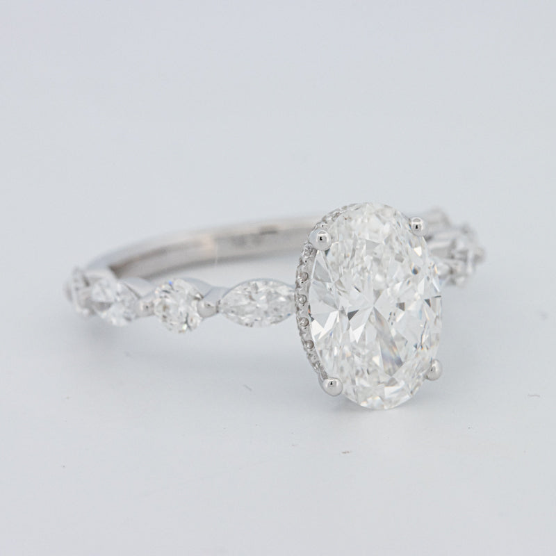 2 CT Ovaal Geslepen Under-Halo Pavé Solitaire (LG)
