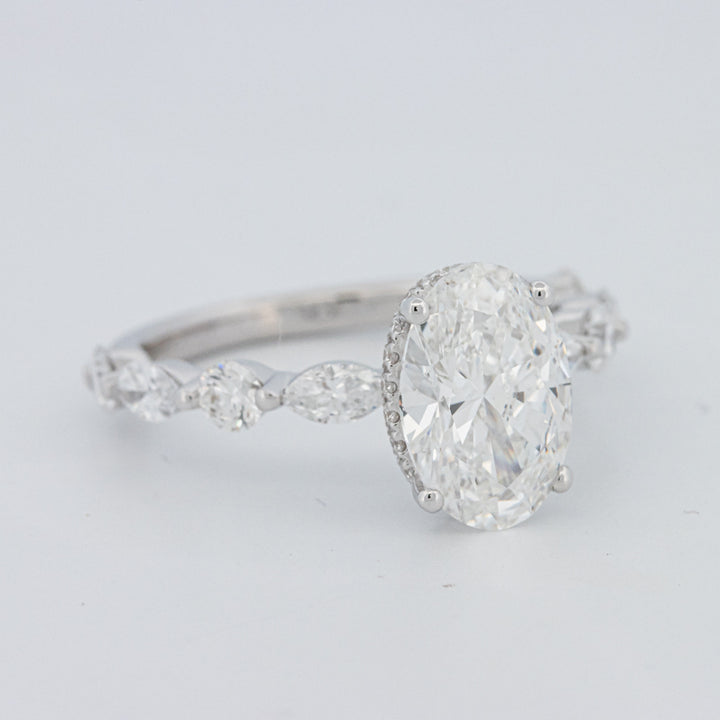 2 CT Ovaal Geslepen Under-Halo Pavé Solitaire (LG)
