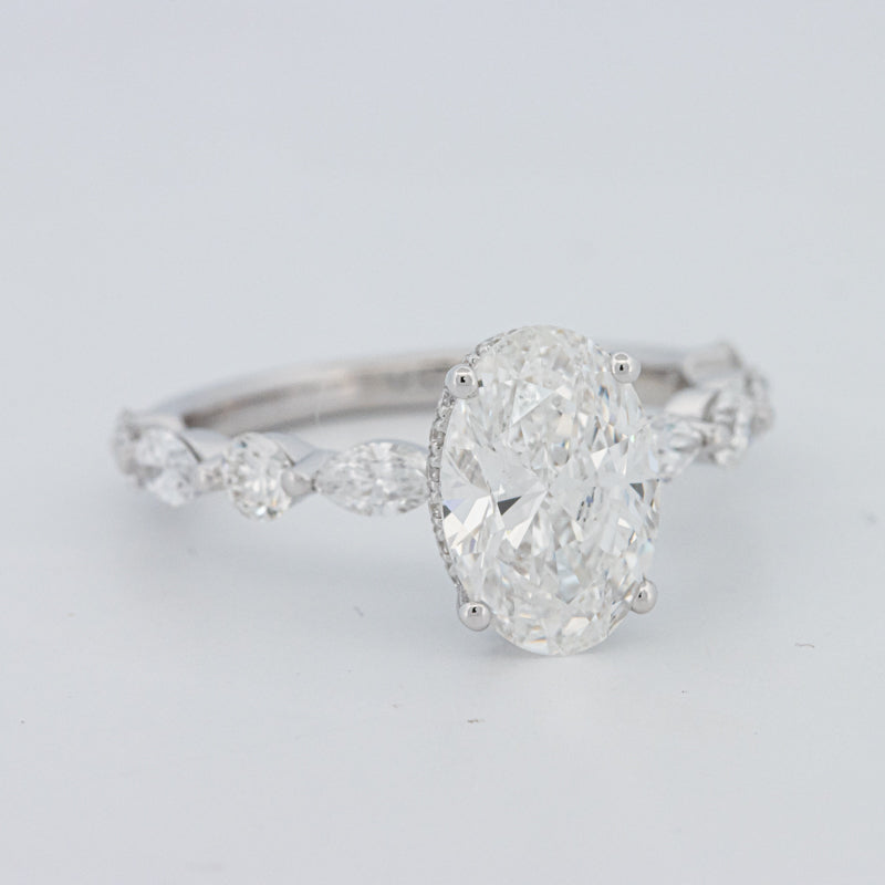 2 CT Ovaal Geslepen Under-Halo Pavé Solitaire (LG)