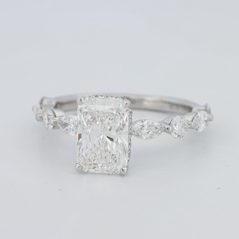 2 CT Radiant Cut Under-Halo pavé Solitaire (LG)