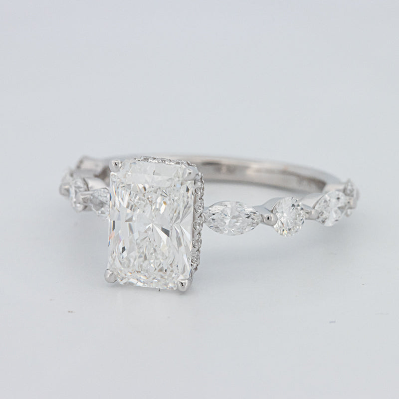 2 CT Radiant Cut Under-Halo pavé Solitaire (LG)