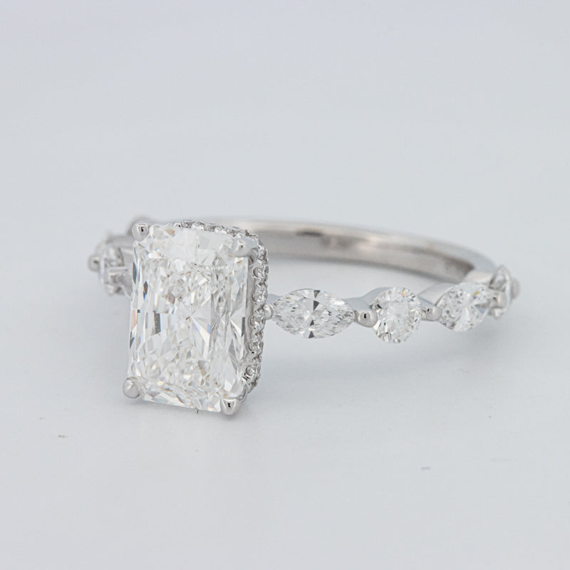 2 CT Radiant Cut Under-Halo pavé Solitaire (LG)