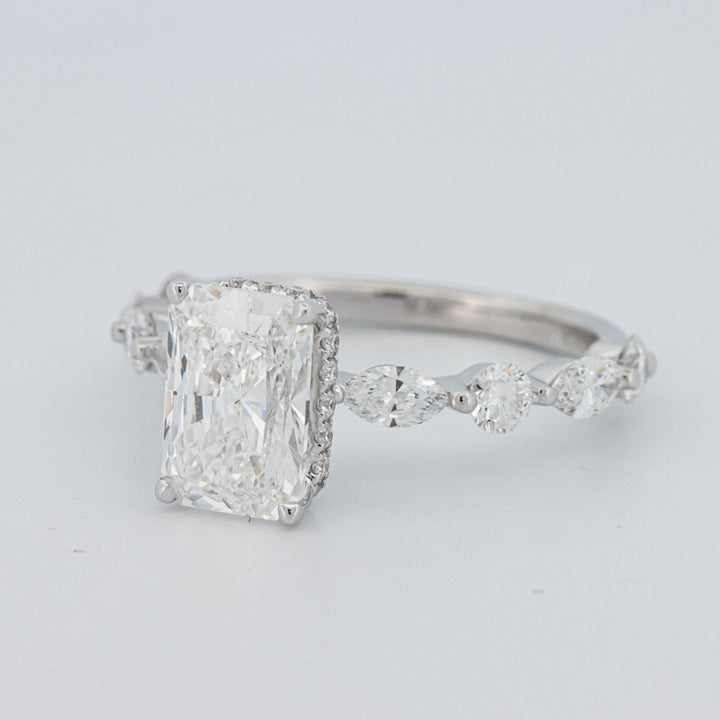 2 CT Radiant Cut Under-Halo pavé Solitaire (LG)