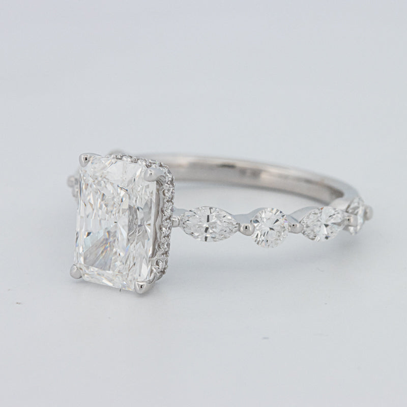 2 CT Radiant Cut Under-Halo pavé Solitaire (LG)