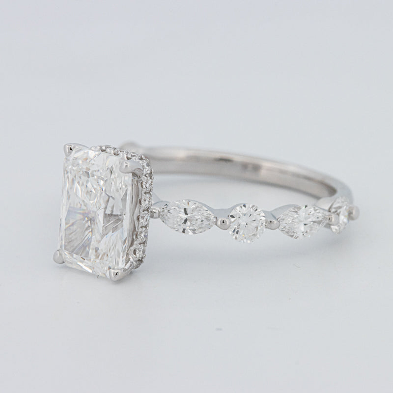 2 CT Radiant Cut Under-Halo pavé Solitaire (LG)