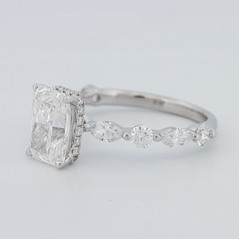 2 CT Radiant Cut Under-Halo pavé Solitaire (LG)