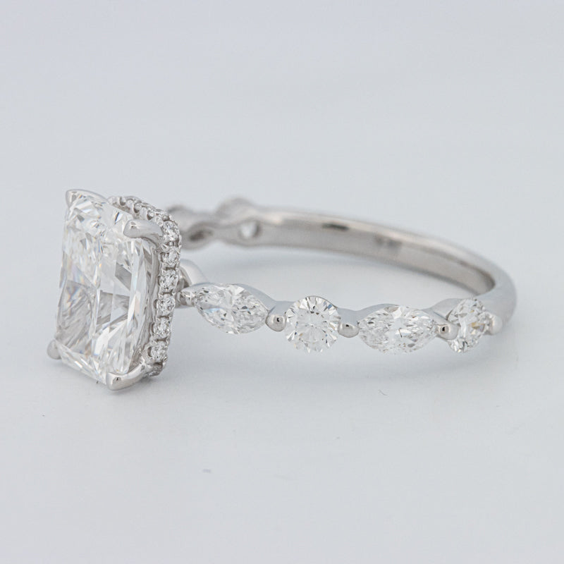 2 CT Radiant Cut Under-Halo pavé Solitaire (LG)