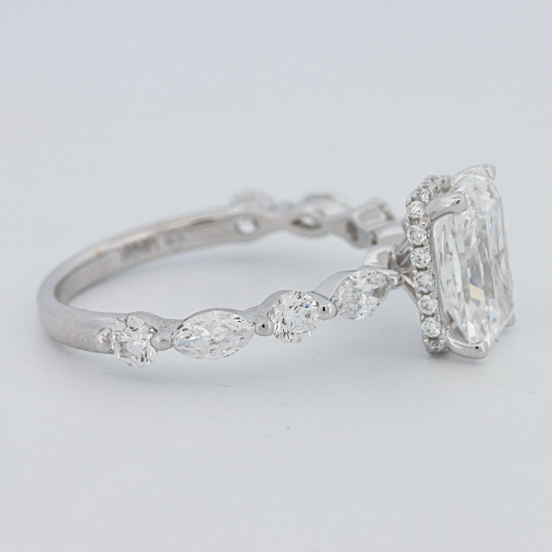2 CT Radiant Cut Under-Halo pavé Solitaire (LG)