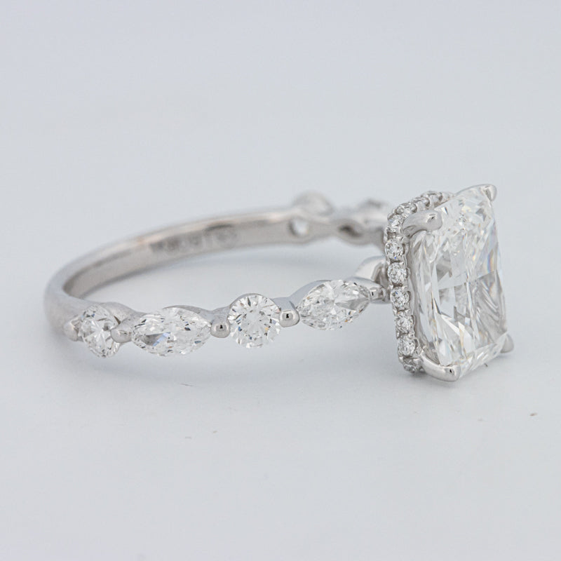 2 CT Radiant Cut Under-Halo pavé Solitaire (LG)