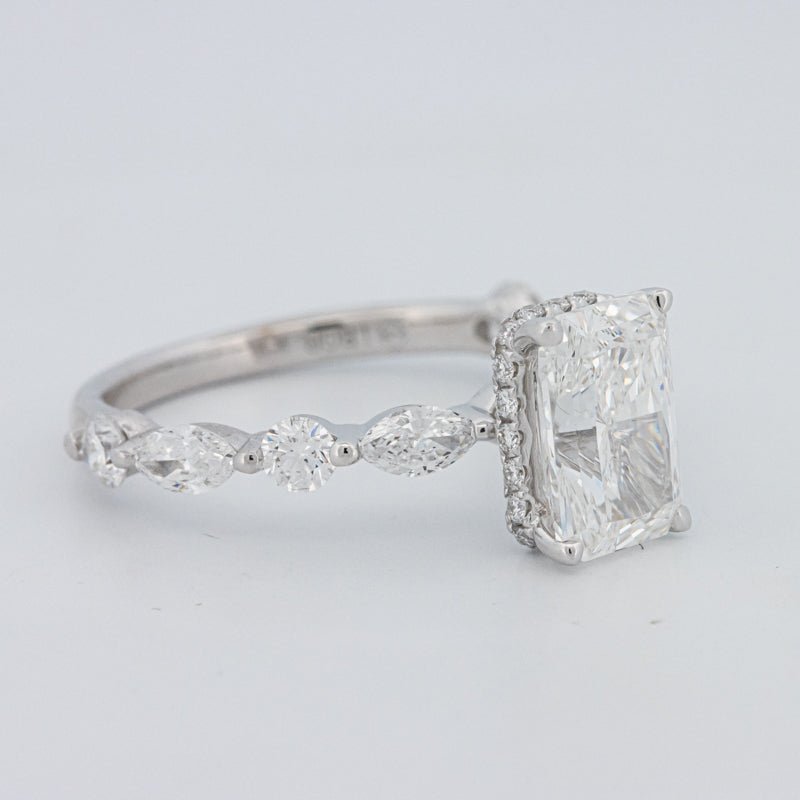 2 CT Radiant Cut Under-Halo pavé Solitaire (LG)